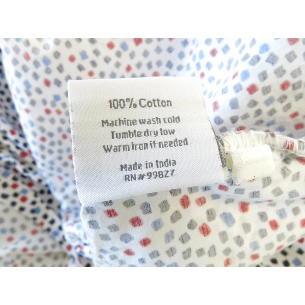 Annie Selke C3 Twin Duvet Cover 100% Cotton Red Blue Navy Dot Print White